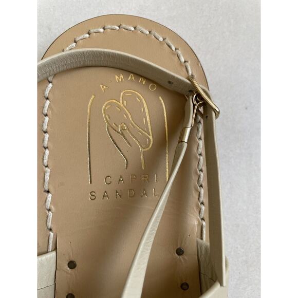A. Mano Capri Sandals Flats Shoes Strapply Leather Tan Italy - Picture 4 of 9